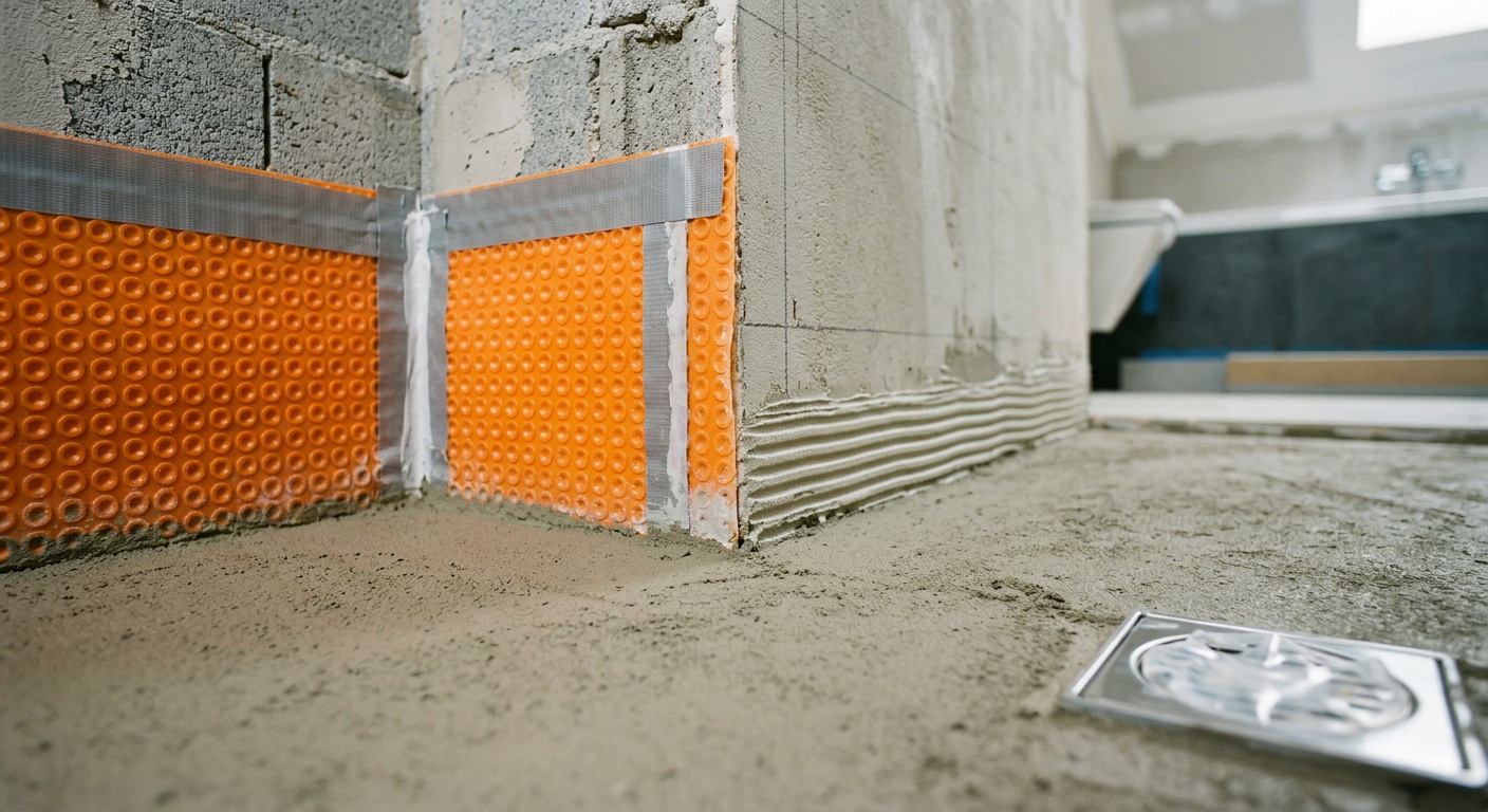 Waterproofing membrane and screed preparation before tiling